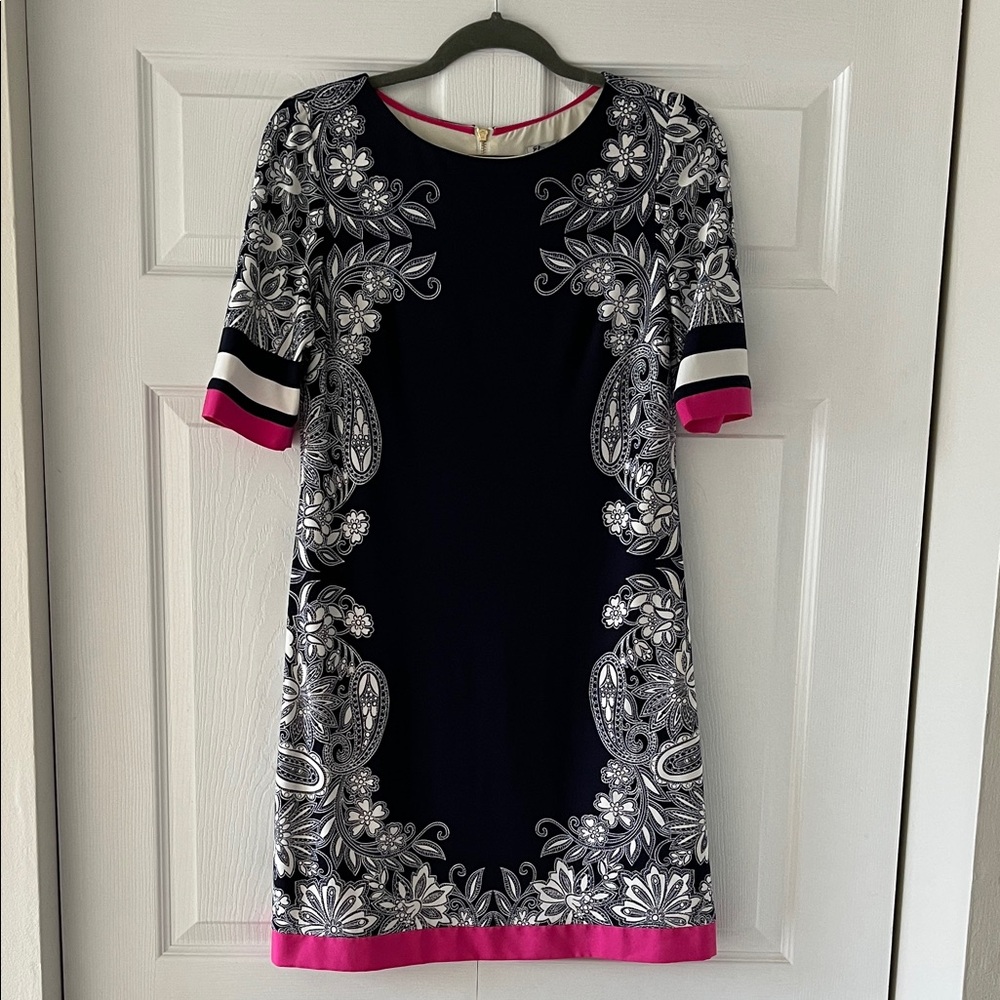 Eliza J Black and Pink Paisley Mini Dress